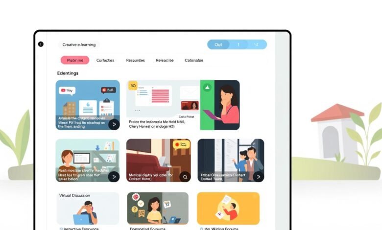 Platform e-learning kreatif dengan tampilan antarmuka yang menampilkan konten lokal Indonesia